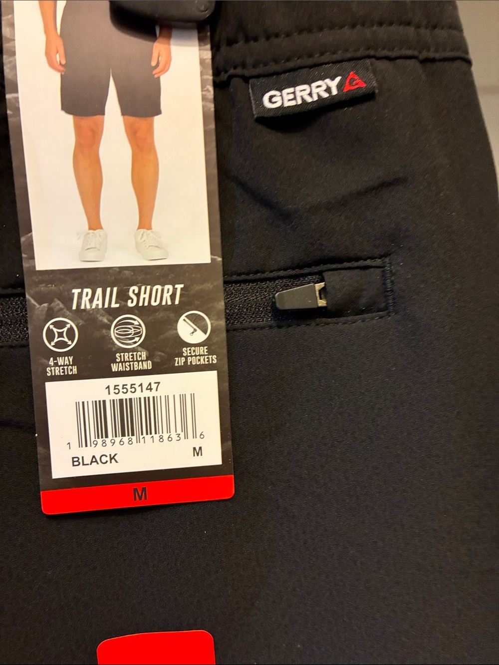 Gerry Weber Men's Trail Shorts in Black - Picture 5 of 6